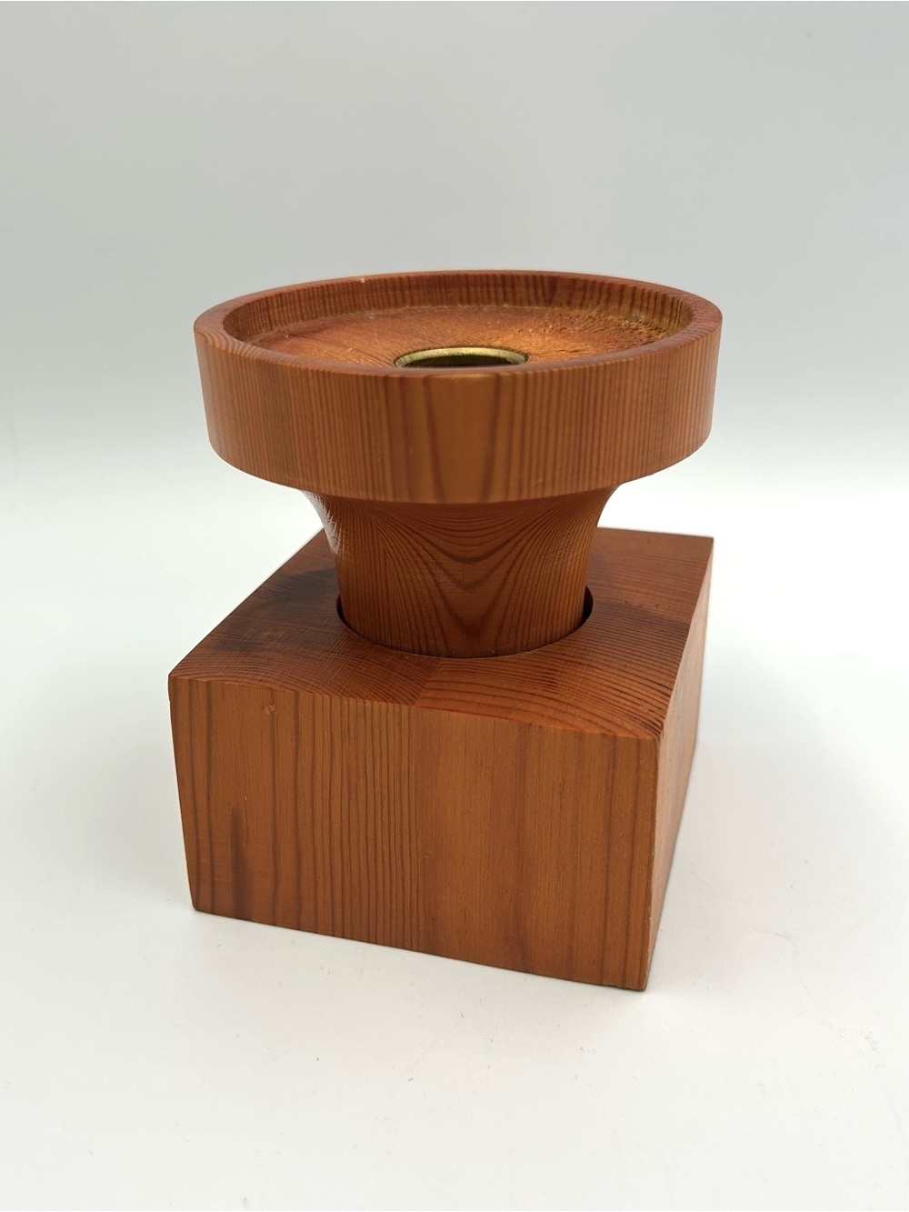 Vintage Finnish Pine Wood Candle Holder Mid Century Modern MCM Scandinavian